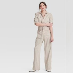 Soft Ecru Denim Jumpsuit